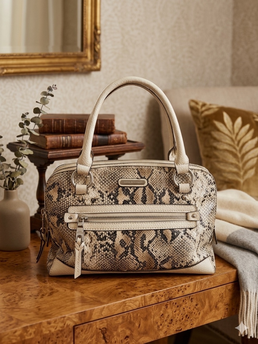 Dana Buchman “Cynthia” Satchel - Faux Snakeskin